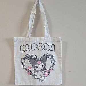 Kuromi White Canvas Tote Bag